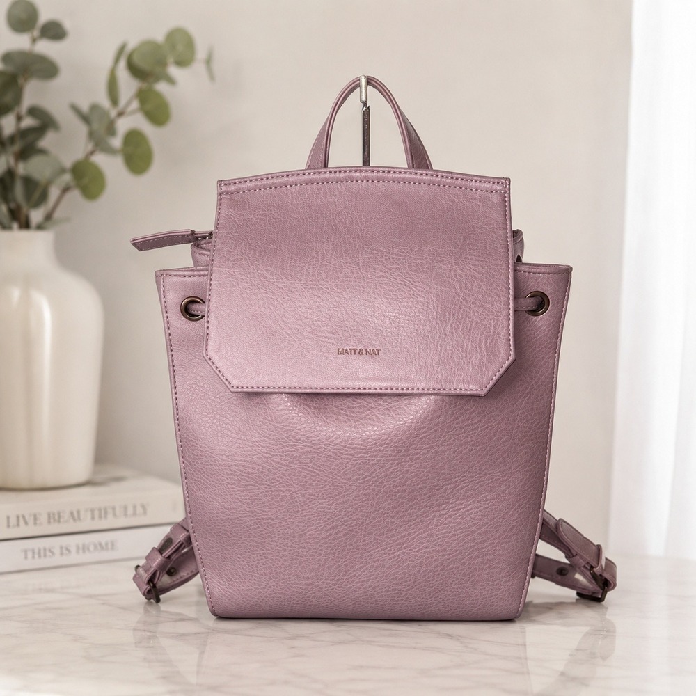 Matt & Nat Fabi Mini Vegan Leather Backpack Orchid Purple WZUE1